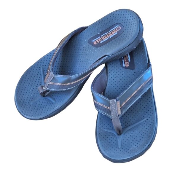 Skechers Men's Relaxed Fit Reggae Cobano Flip Flops Sandals in Brown Size 13 - Picture 1 of 16